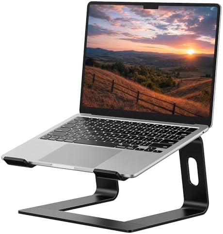 SOUNDANCE Laptop Stand, Aluminum Ergonomic Desk Riser, 10-15.6",Black by Soundance