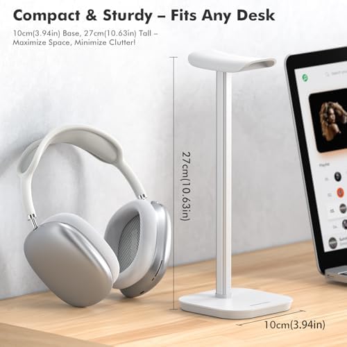 Headphone Stand, Aluminum Desk Headset Earphone Holder (White) - Image 2