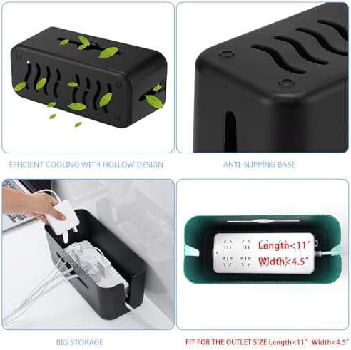 Cable Management Box,Cord Organizer for Home Office Cable Wire Hide,Black - Image 5