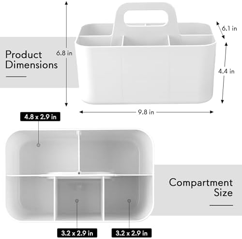 Tiawudi Multipurpose Caddy Organizer, Plastic Caddy with Handle, Stackable Desk Organizer for Stationery, Marker and Pencil, Office Supplies Organizer, Dorm Caddy - Image 2