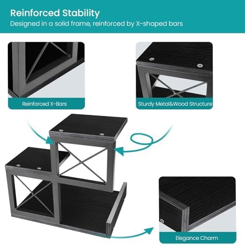 Wood Desktop Shelf, 3 Tier Desk Shelves Small Bookshelf Organizer, Office Storage Rack and Cubicle Organizers Accessories for Dorm Office Home Decor, Black - Image 5