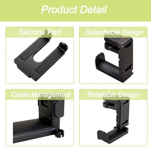 Controller Holder & Headphone Hook, Black - Image 3