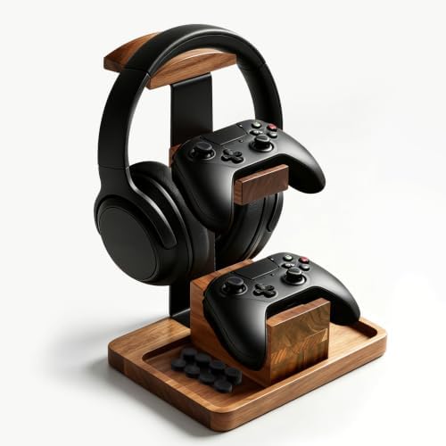 MINCORD Acacia Wood Headphone Stand with Controller Holder by MINCORD