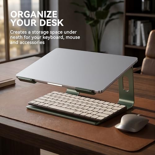 SOUNDANCE Laptop Stand, Aluminum Ergonomic Desk Riser, 10-15.6", Green - Image 4