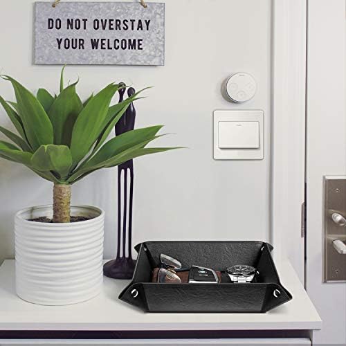 SITHON Valet Tray Desktop Storage Organizer PU Leather Catchall Tray - Image 2