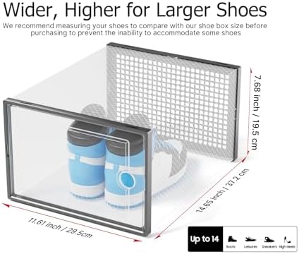 Kuject XXX-Large Shoe Storage Boxes 12 Pack, Clear Stackable Shoe Organizer - Image 2