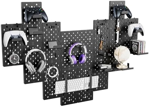 Controller and Headphone Holder Wall Mount, 14pcs, Black by Pegzone