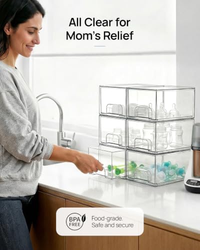 Vtopmart 8 Pack Small Clear Stackable Storage Drawers for Desk, Countertop - Image 5