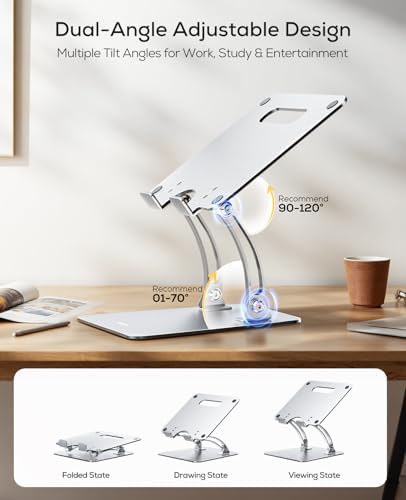 Nulaxy Ergonomic Adjustable Laptop Stand for Desk, Dual Foldable Computer Riser with Advanced Heat-Vent, Heavy-Duty Portable Notebook Holder for Posture Correction, Compatible with Mac 10-16" Laptops - Image 3