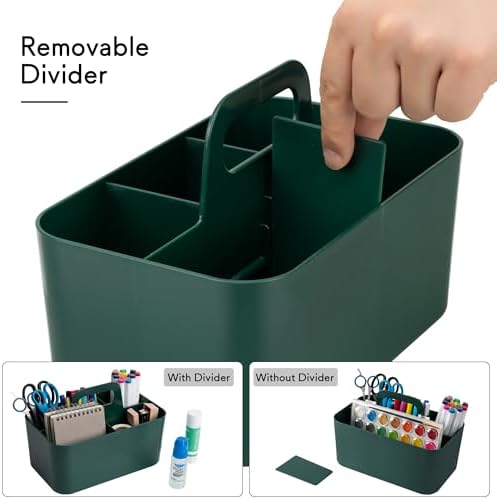Tiawudi Multipurpose Caddy Organizer, Plastic Caddy with Handle, Stackable Desk Organizer for Stationery, Marker and Pencil, Office Supplies Organizer, Dorm Caddy - Image 4