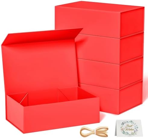 5 Pack Red Gift Box, 12x6x4'' Gift Boxes with Lids for Presents by RYDDOY