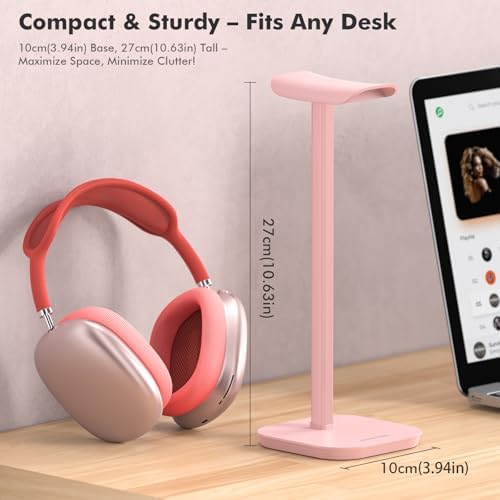 Headphone Stand, Aluminum Desk Headset Earphone Holder (Pink) - Image 2