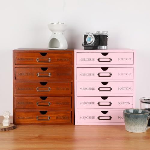 Small Wooden Drawers Wooden Box with Drawer, Brown 5 Wood Drawer - Image 6