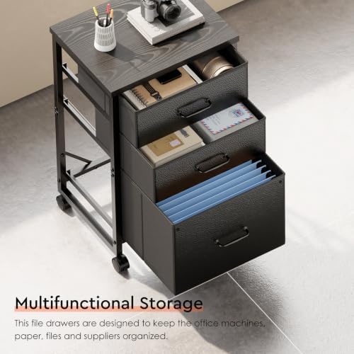 Maihail 3 Drawer File Cabinet on Wheels Fits A4 Size for Home Office - Image 4