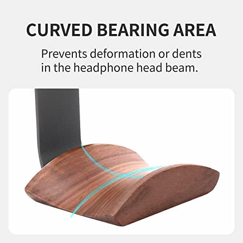 Walnut Wood Headphone Wall Mount, Wide Curved Headband Support (2 Pack) - Image 3