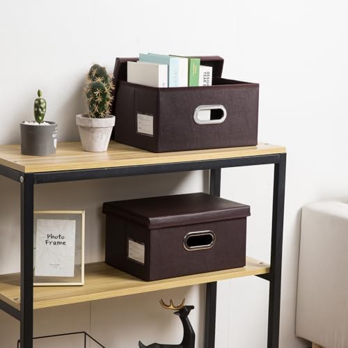 Leather Foldable Storage Boxes with Lids,Closet Storage Bins 15L - Image 2