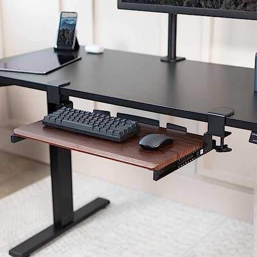 VIVO Dark Walnut Clamp-on 20 x 11 in Keyboard Tray, MOUNT-KB05ES-D - Image 2