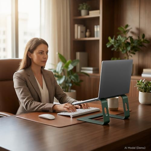 SOUNDANCE Laptop Stand, Aluminum Ergonomic Desk Riser, 10-15.6", Green - Image 7