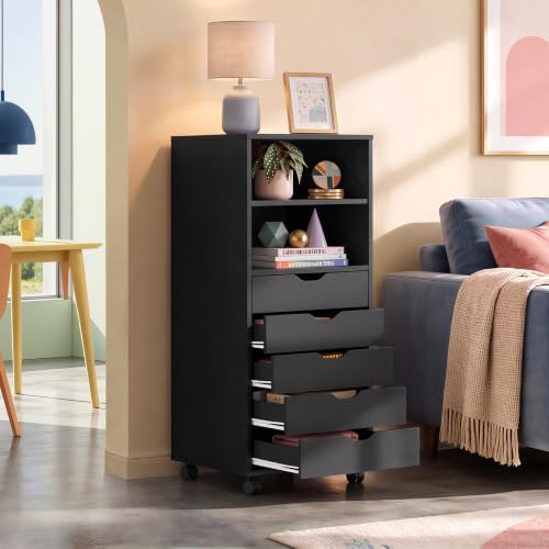 DEVAISE Mobile Drawer Cabinet for Home Office (Black, 15.7"D x 18.7"W x 41.2"H) - Image 2