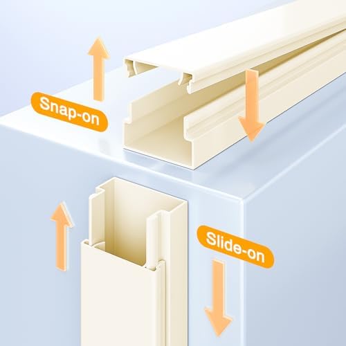 Delamu 56.7in Cord Hider, Cord Covers for Mini Wire on Wall, Paintable Cable Hider Wire Covers for Cords, Self-Adhesive Cable Cover Management, Easy Set-up Wires Hiders for TV, W0.55 H0.4in, Beige - Image 5