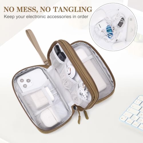 FYY Electronic Organizer, Travel Tech Pouch Bag, Cable Organizer Brown - Image 5