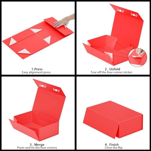 Red Gift Box, 9.5x6x3'' Gift Boxes with Lids for Presents - Image 5