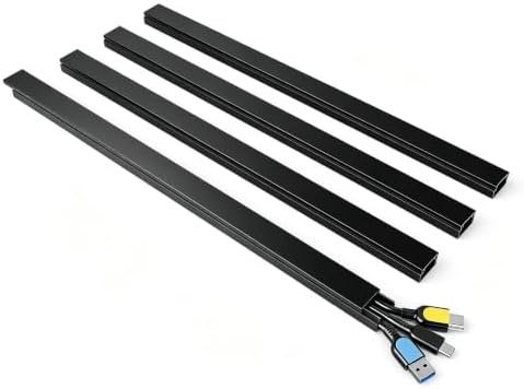 Delamu 56.7in Cord Hider, Cord Covers for 2-3 Wire on Wall, Paintable Cable Hider Wire Covers for Cords, Self-Adhesive Cable Cover Management, Easy Set-up Wires Hiders for TV, W0.95 H0.55in, Black by DELAMU