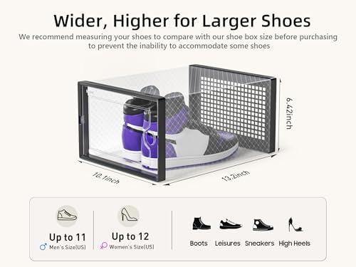 Kuject X-Large Shoe Storage Boxes 12 Pack, Clear Stackable Shoe Organizer - Image 5
