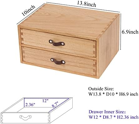 Wooden Desk Organizer with 2 Drawers - Desktop Storage Drawers for Office Supplies File Paper Storage - Wood Chest/Small Cabinets for Jewelry Dresser Kitchen Counter (FAX2C-LT） - Image 3
