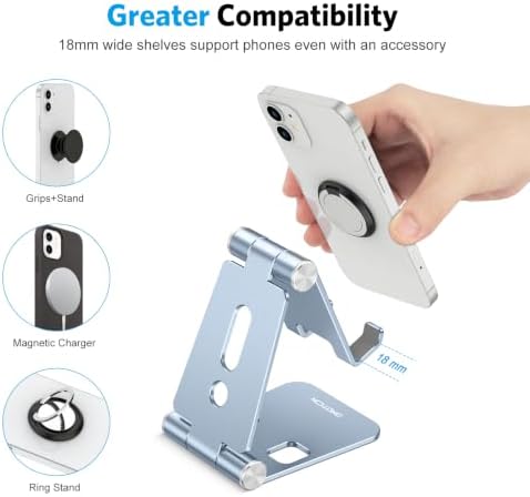 OMOTON Foldable Cell Phone Stand, C4 Portable Aluminum Phone Holder - Image 6