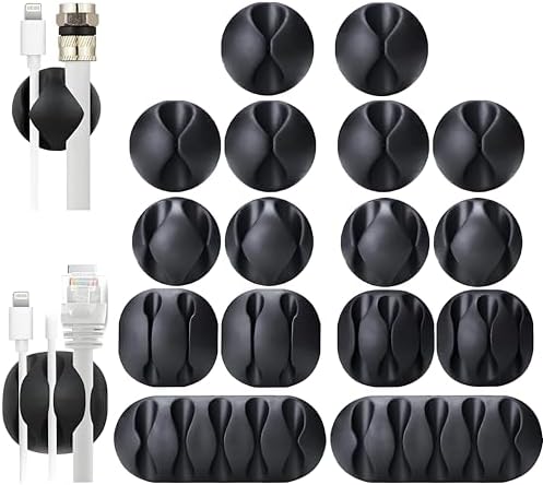 16PCS Black Cable Clips, Self Adhesive Cord Holder Cord Organizer by OHill