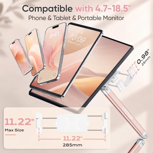 Portable Monitor Stand up to 18.5", iPad Stand for Desk, Pink - Image 2