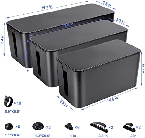 Naeety 3 Pack Cable Organizer Box, Cable Management Box for Surge Protector - Image 2