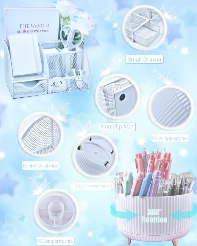 White Desk Accessories 21-Piece Office Supplies Gift Set - Image 2