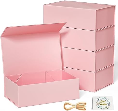 5 Pack Pink Gift Box, 12x6x4'' Gift Boxes with Lids for Presents by RYDDOY
