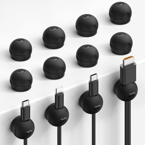 Lamicall 12 Pack Magnetic Cord Organizer, Silicone Mini Cable Clips by Lamicall