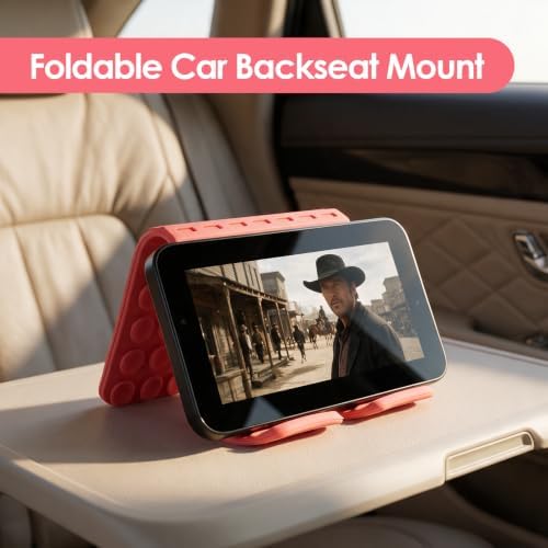 Flexible Silicone Aluminum Phone Holder Tablet Stand with Charging Port Design, Foldable Airplane Laptop/Phone Stand for Home Office Travel (Pink - with Suction) - Image 6
