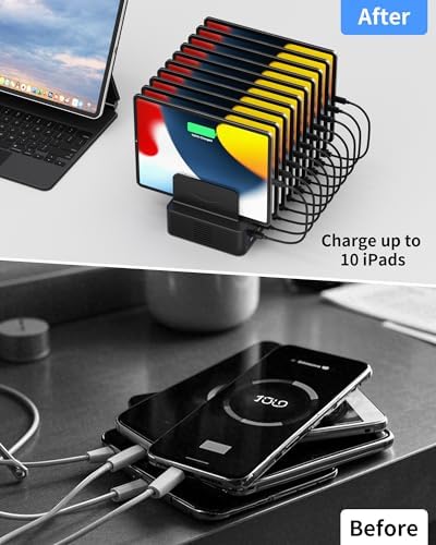 100W Charging Station for Multiple Devices, 10-Port USB Fast Charger, Black - Image 6