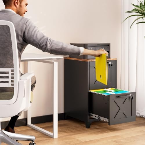 File Cabinet with Lock Vertical Filing Storage Cabinet Office Home Steel for Letter Size File Cabinet Locked,Assembly Required - Image 2