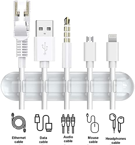 Cord Organizer, Clear Cable Clips Cable Management, Cable Organizers USB Cable Holder Wire Organizer Cord Clips, 2 Packs Cord Holder for Desk Car Home and Office (5, 3 Slots) - Image 3