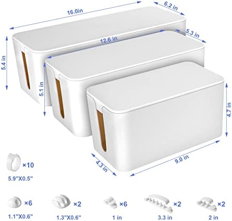 Naeety 3 Pack Cable Organizer Box, Cable Management Box for Surge Protector - Image 2