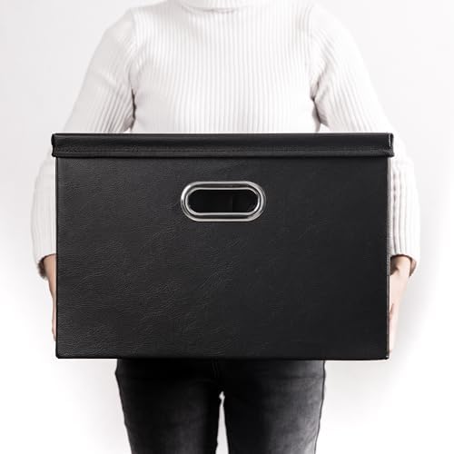 Leather Foldable Storage Bins with Lids,Closet Storage Boxes 40L - Image 7