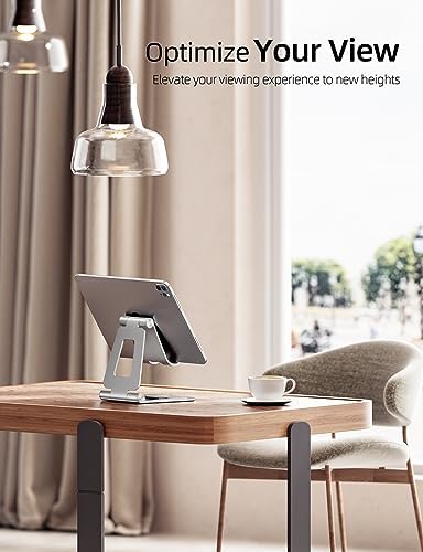 Nulaxy Dual Adjustable Foldable iPad Stand, Full Aluminum, Silver - Image 6