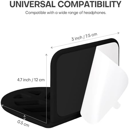 Wall Mount Headphone Stand, 2-in-1 Bendable Silicone Controller Holder, Adhesive Under Desk Hook for Gaming Office & Home, Fits All Headphones for PS5 Xbox Controllers - 1 Pack (Black/White) - Image 3