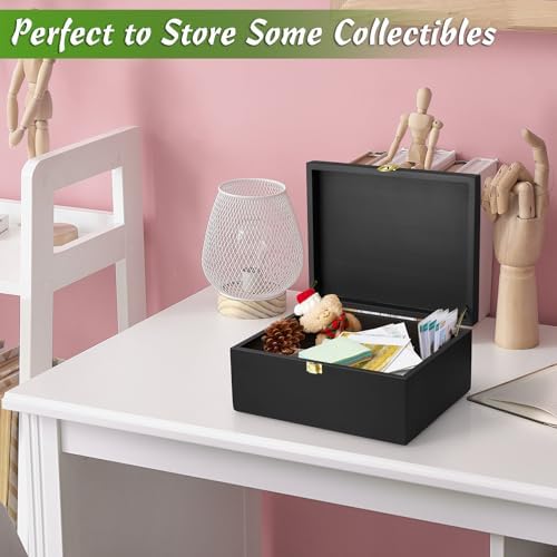 DRASTAR Large Wooden Keepsake Box, Black Memory Box, Decorative Storage Box with Hinged Lid, Large Card Box - Image 2
