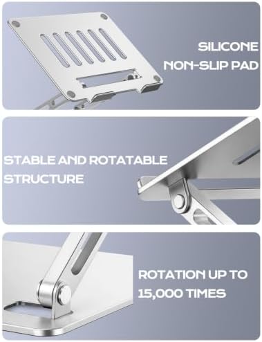 Portable Laptop Stand, Aluminum Laptop Stand for Desk - Silver - Image 7
