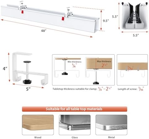 Univivi No Drill Under Desk Cable Management Tray, 48 inch Cable Management - Image 4