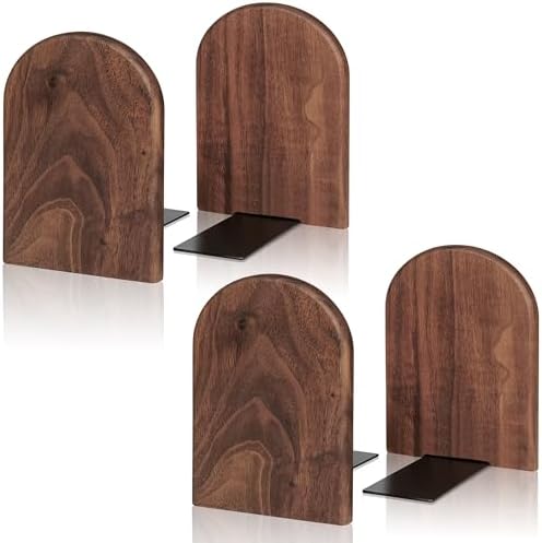 Book Ends,2 Pair Large Bookends Wood Book Ends Universal Economy Bookend (2, Large) by shikaman