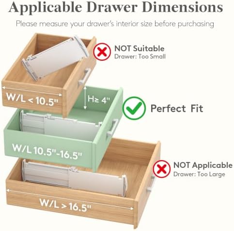 Lifewit 5 Pack 4" High Drawer Dividers, Adjustable Drawer Organizer Clothes - Image 3