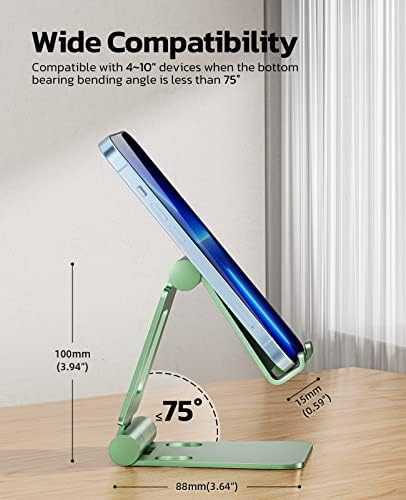 Nulaxy Full Aluminum Dual Folding Cell Phone Stand for Desk, Green - Image 2